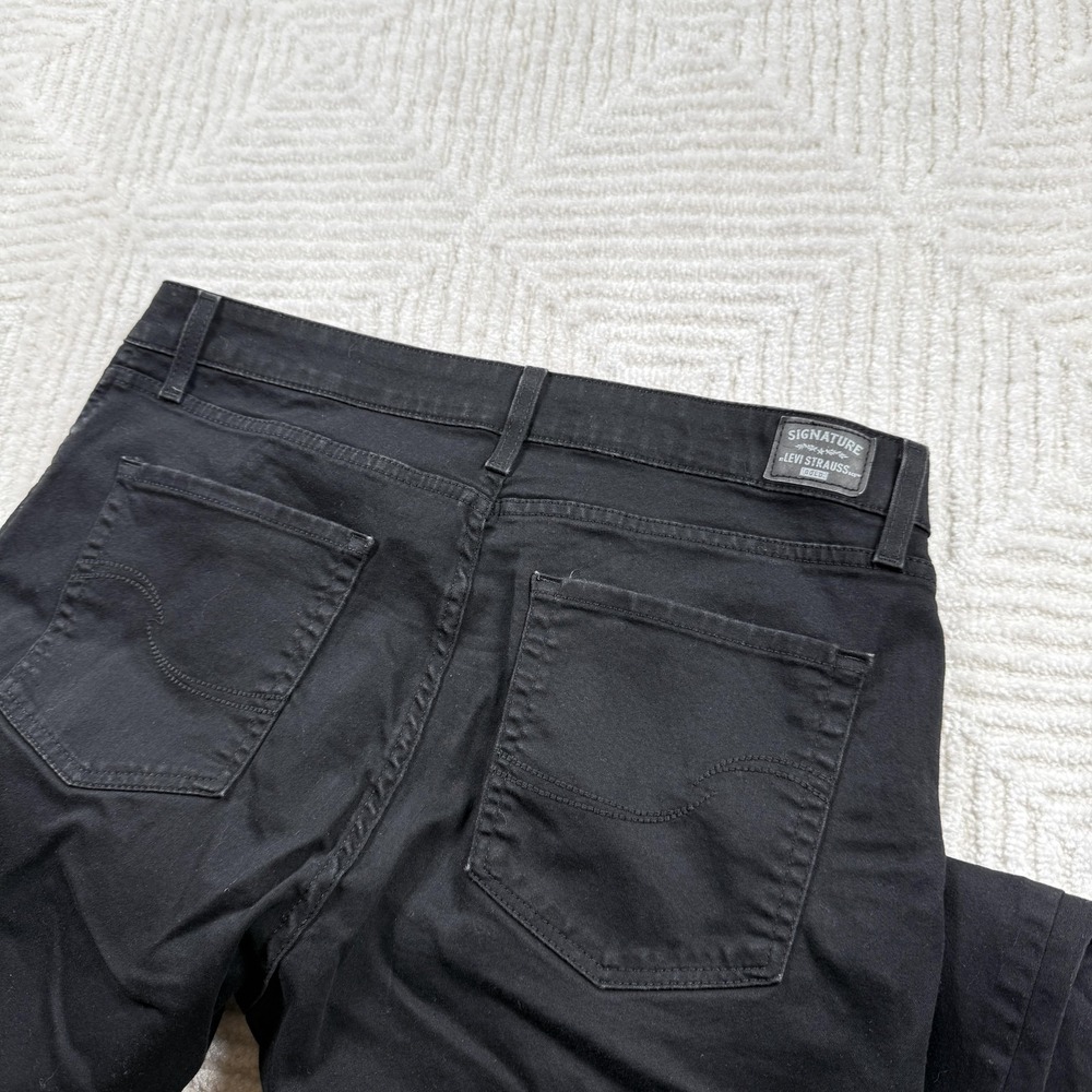 Signature Levi Strauss Gold Jeans Mens 33x32 Black Mid-Rise Straight Stretch - Picture 3 of 15